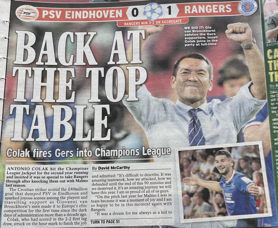 From the Sofa: PSV Eindhoven v Rangers