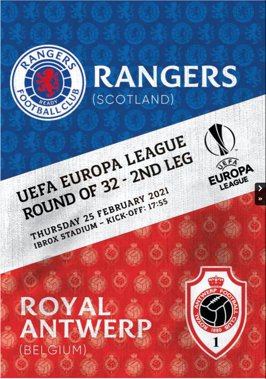 Rangers 5 v 2 Royal Antwerp, UEFA Europa League, Round of 32 – 2nd Leg